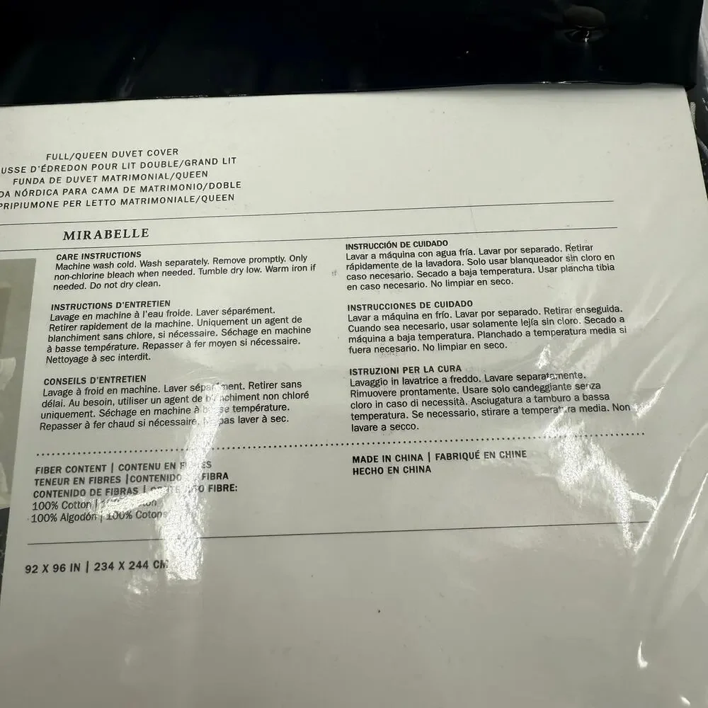 Ralph Lauren Home Full/Queen Duvet Cover Mirabelle 92 x 96 NWT Indigo Blue $375